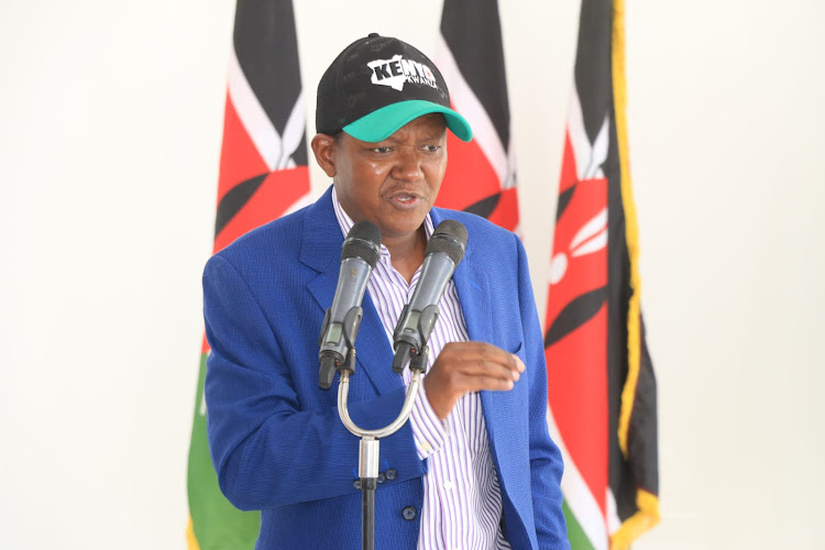 Governor Alfred Mutua speaking at his Machakos office on Tuesday, May 31, 2022.