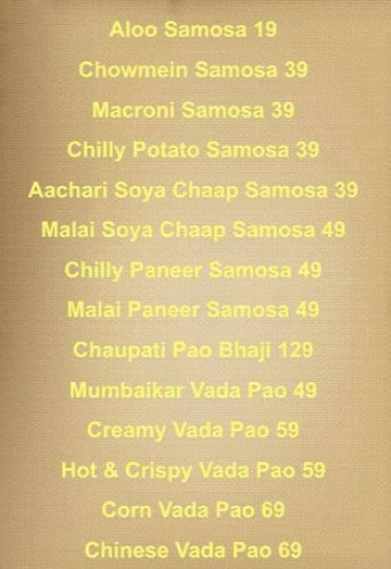 Samosa Gali menu 