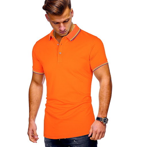Title 10, Solid color stripes stitching short sleeves tee...