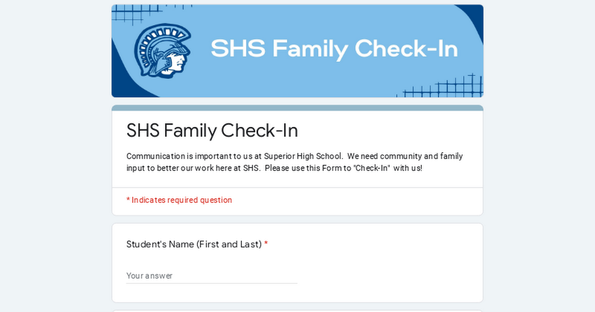 SHS Family Check-In