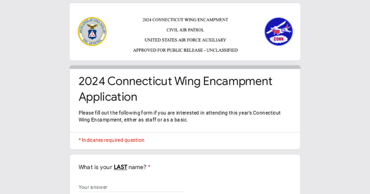 2024 Connecticut Wing Encampment Application