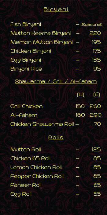 AQNI menu 