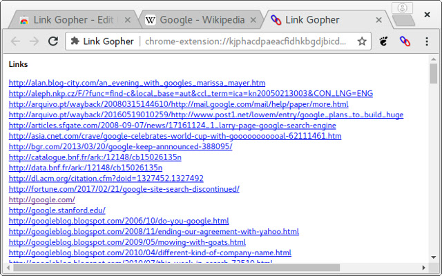 Link Gopher chrome extension