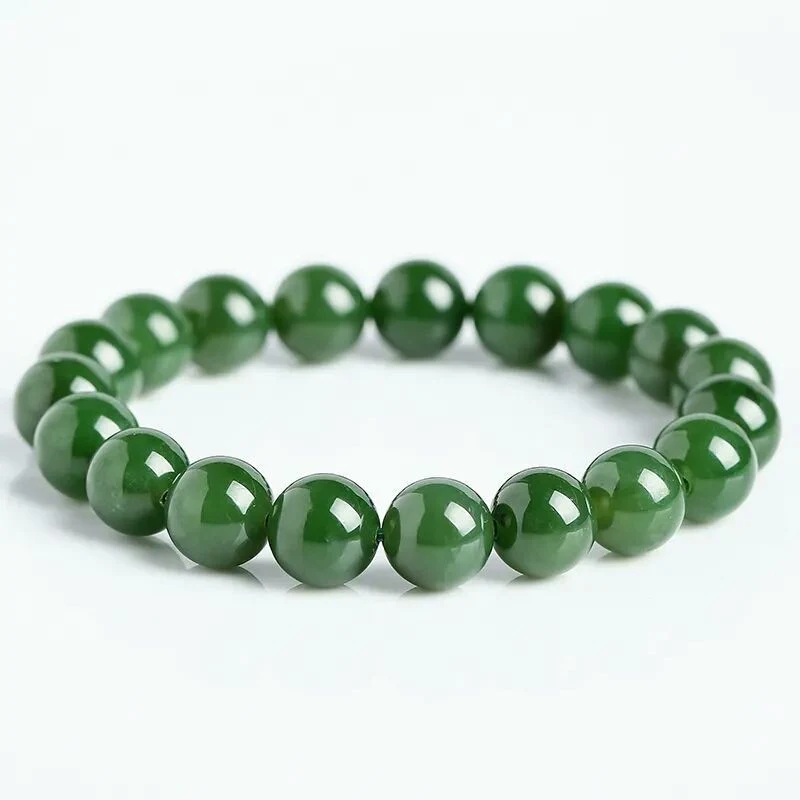 Title 6, Bracelet en jade naturel du Xinjiang, vert épin...