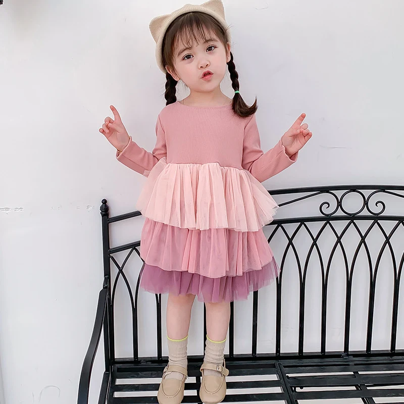 Title 4, Vestido Bolo de Camadas com Tela para Meninas, ...