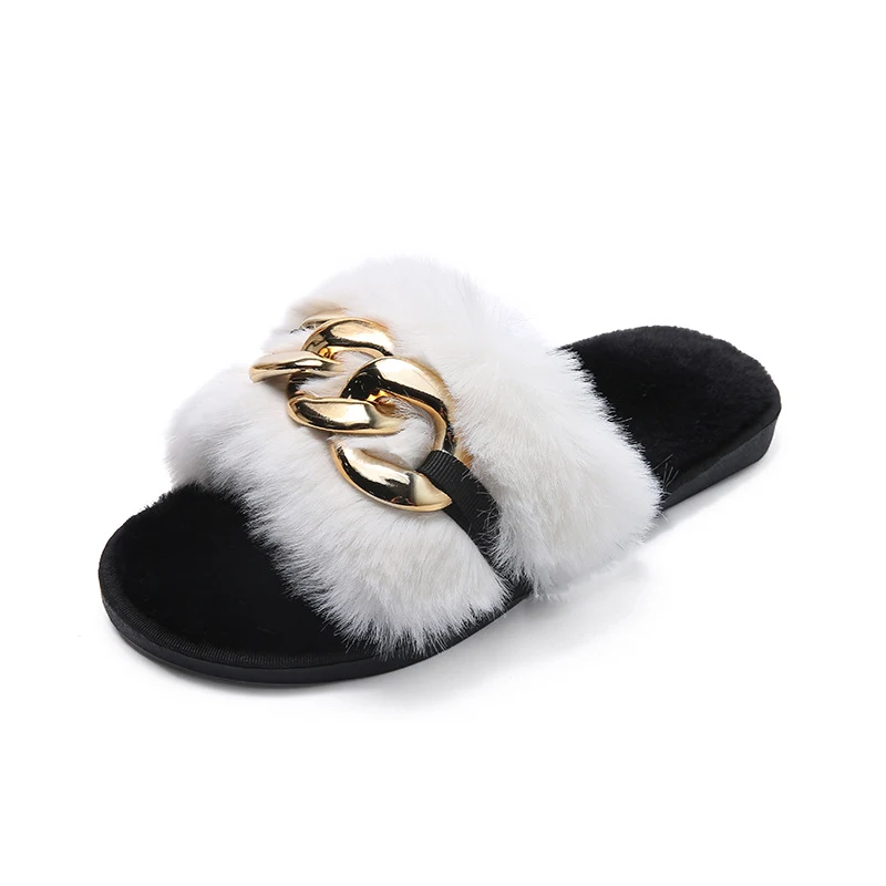 Vrouwen Koreaanse stijl pluche pantoffels met platte zool voor thuisgebruik. Casual en comfortabel, perfect voor ontspanning in huis.