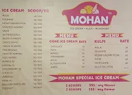 Mohan Ice Cream menu 1