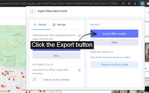 Export Zillow data to Excel