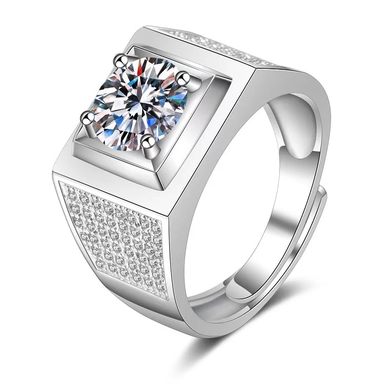 Bague ouverte 1 carat Moissanite classique six griffes. Élégance intemporelle et éclat sublime. Le bijou idéal pour sublimer votre style.