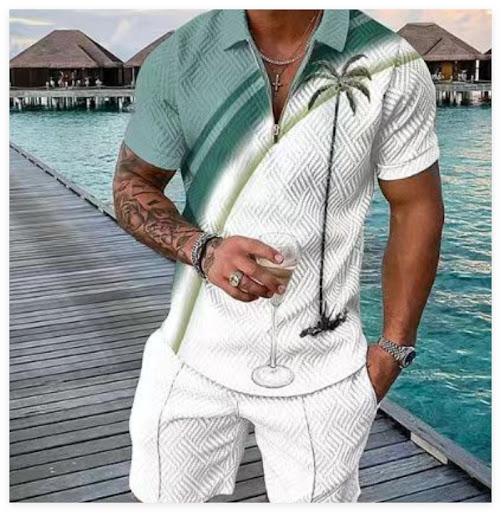 Title 6, Mens New Clothes Zipper Polo Short Sleeve Suit
