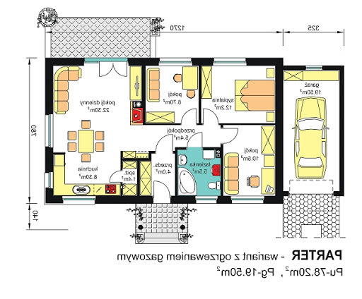 BW-39 - Rzut parteru - wariant z ogrzewaniem gazowym