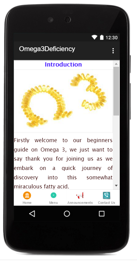 Android application Omega 3 Deficiency screenshort