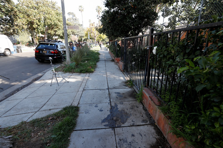 A view of the site where Lady Gaga's dog walker was shot and two of her dogs were stolen in Los Angeles, California, US February 25, 2021.