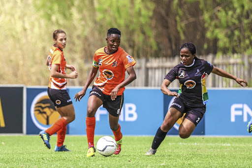 University of Johannesburg soccer star Amanda Mthandi, centre, was called up to the Banyana squad. /BARCO GREEFF