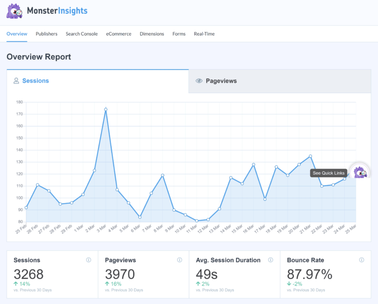 Informe general de MonsterInsights