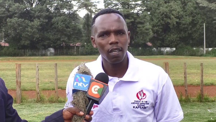 Amos Kipruto during the launch of inaugural Kapsabet Half Marathon