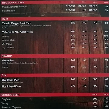 Sitar Bar and Restaurant menu 