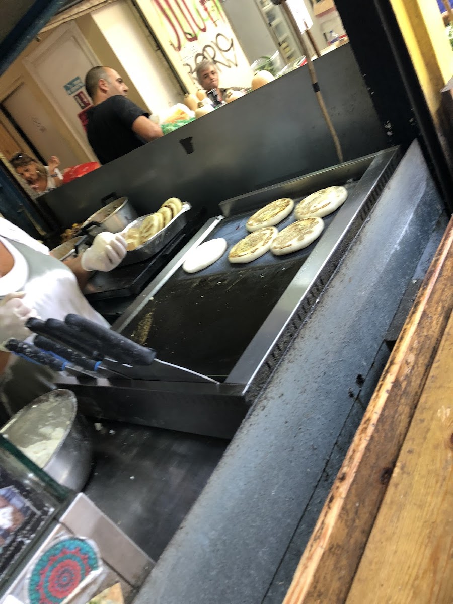 This is the corn arepa patties cooking!