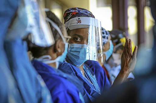 Health-care workers at Charlotte Maxeke Johannesburg Academic Hospital.