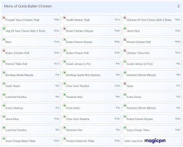 Goila Butter Chicken menu 