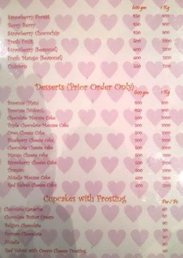 Candy Kisses menu 