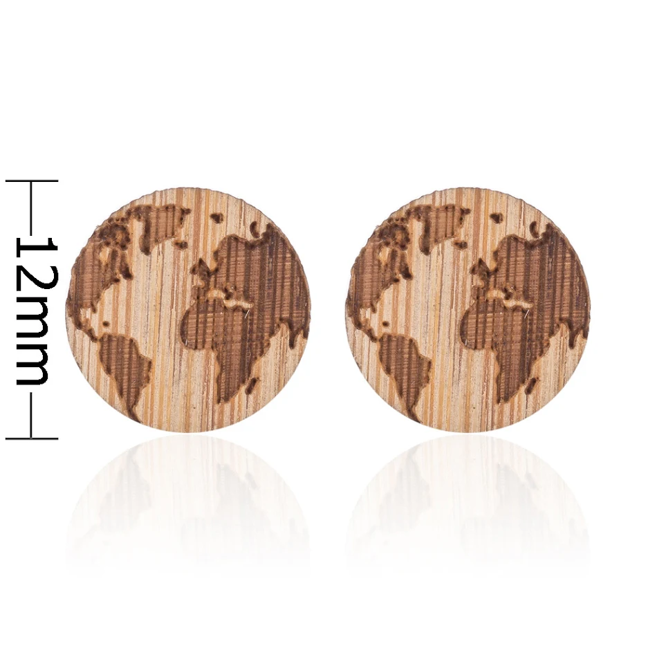Nouveaux boucles d'oreilles clous en bois vintage avec animaux et plantes pour filles, design simple et mignon