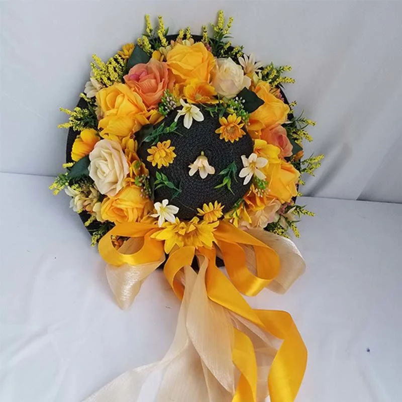 Title 8, Chapeau de paille pour femme, fleur de raphia v...