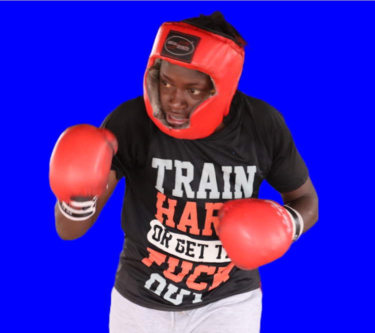 Frizzah Anyango in full boxing gear