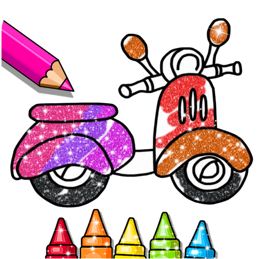 Glitter Coloring Book For Kids - Vehicles