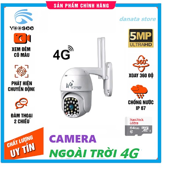 (Mẫu 2024) Camera 4G Yoosee 32 Led Chống Nước, Xoay 360 Độ, Quay Đêm Có Màu, Thích Hợp Sử Dụng Ở Vị Trí Không Có Wifi - Hàng Chính Hãng