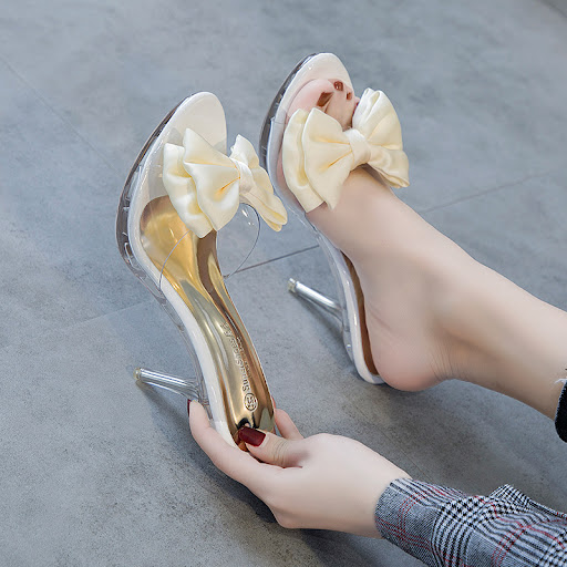Title 4, Womens Stiletto Slippers With Transparent Crys...
