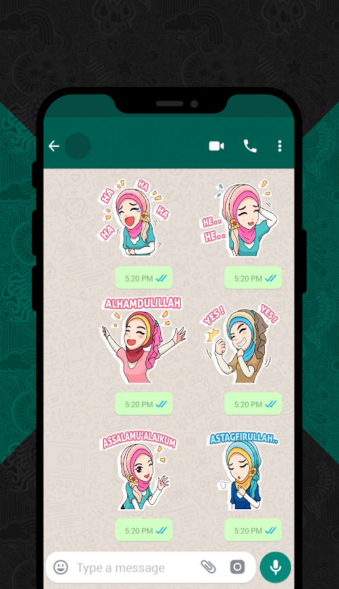 Cute Hijab Islamic Stickers for WhatsAppのおすすめ画像5