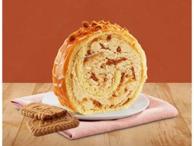 Lotus Biscoff Roll Cake Slice