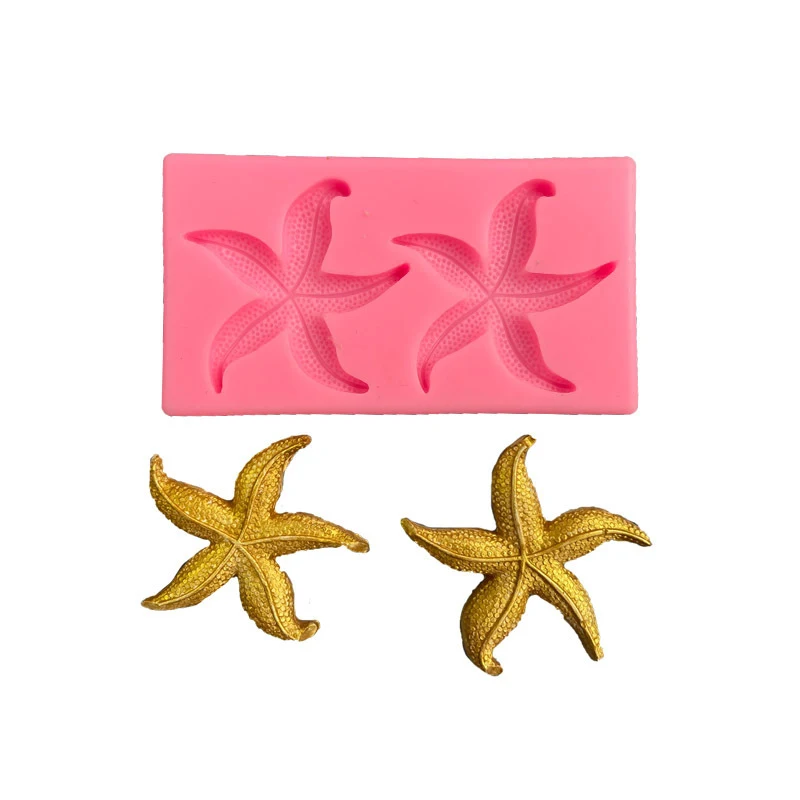 Moule en silicone pour gâteau en fondant liquide en forme d'étoile de mer 3D, argile, plâtre, savon et bougie. Idéal pour décorer vos créations.