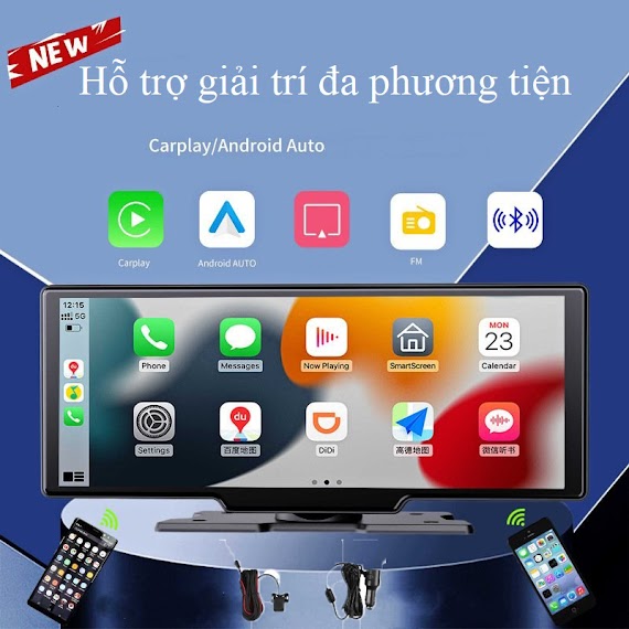 Màn Hình Ô Tô Taplo Android Alltech 4K Tiếng Việt Carplay Chỉ Đường Tích Hợp Camera Hành Trình Trước Sau 1080P