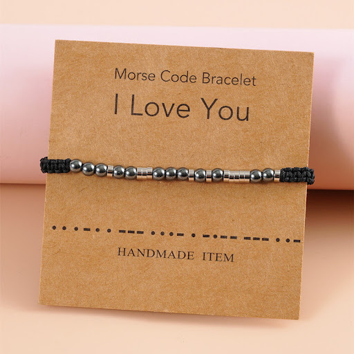 Title 5, Stainless Steel Black Gallstone Beaded Couple H...