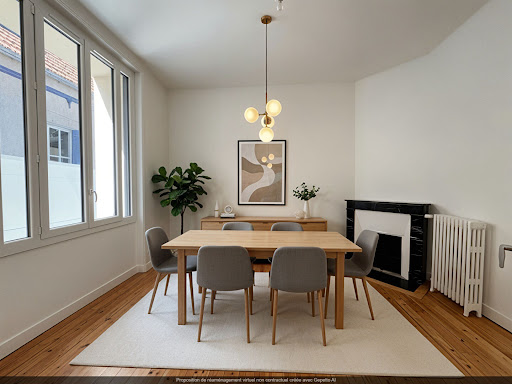 Dining room with modern table and chairs - Prestige house for sale in Nantes, 7 rooms, 5 bedrooms