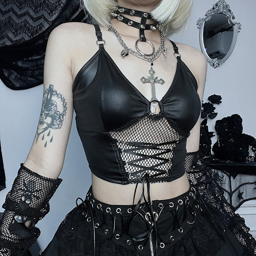 Title 3, Womens Fashion Mesh Splicing Sling Top