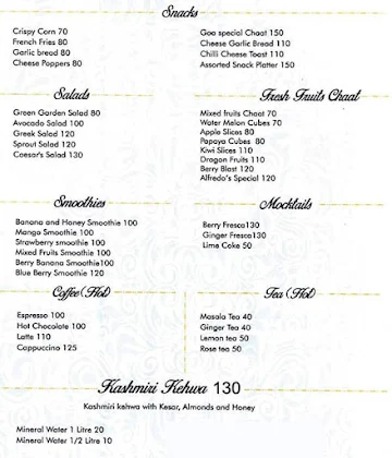 Alfredo's menu 