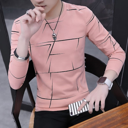 Title 4, Long-Sleeved T-Shirt Mens Round Neck Korean St...
