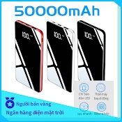 Sạc Pin Dự Phòng Sạc Dự Phòng 50000Mah Mặt Gương Đen Nhanh 2 Cổng Usb Có Đèn Pin