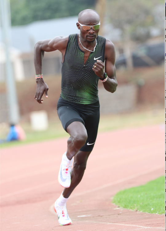 Ferguson Rotich in training at Moi Stadium, Kasarani.