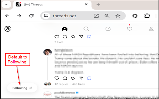 Threads - Default to Following Feed