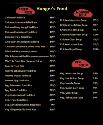 Hunger's Food menu 