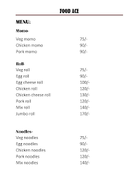 Foodace menu 1