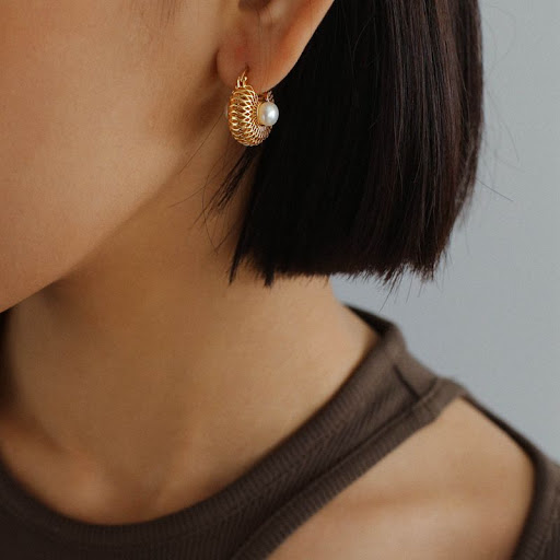 Title 5, French Style Vintage Pearl Earrings with a Spec...