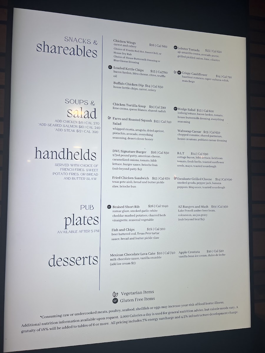 Menu as of 9/25/22