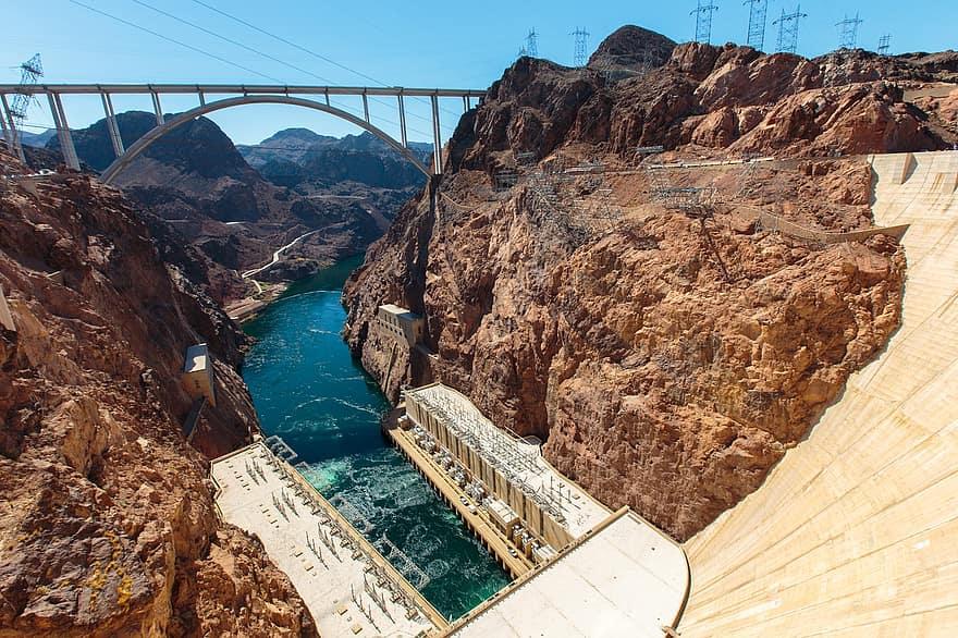 hoover dam, river, southwest, electricity, america, industry, landmark,  tourism, desert, nature, reservoir | Pikist
