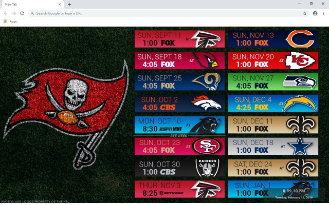 NFL Tampa Bay Buccaneers New Tab