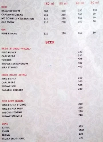 Shree Restaurant & Bar menu 